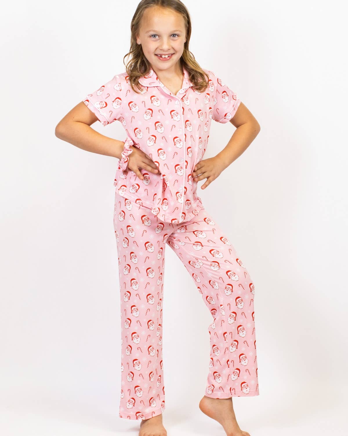 PREORDER Big Girls Candy Cane Santa : Santa Sleep Pajama Pants Set