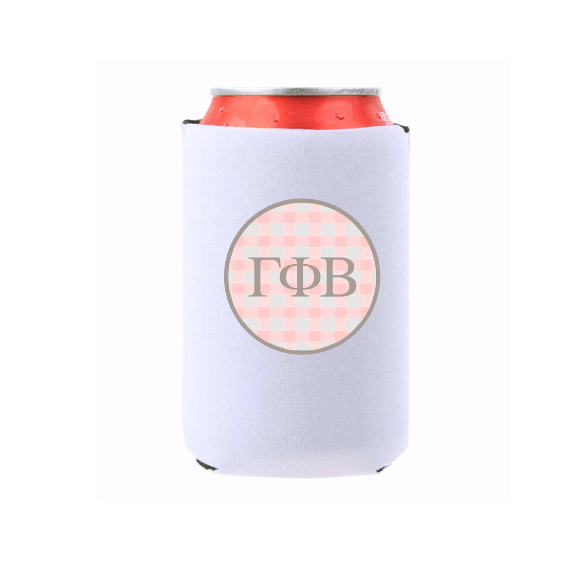 Sorority & Mom Can Coolers - Gingham Design: Slim / Phi Mu