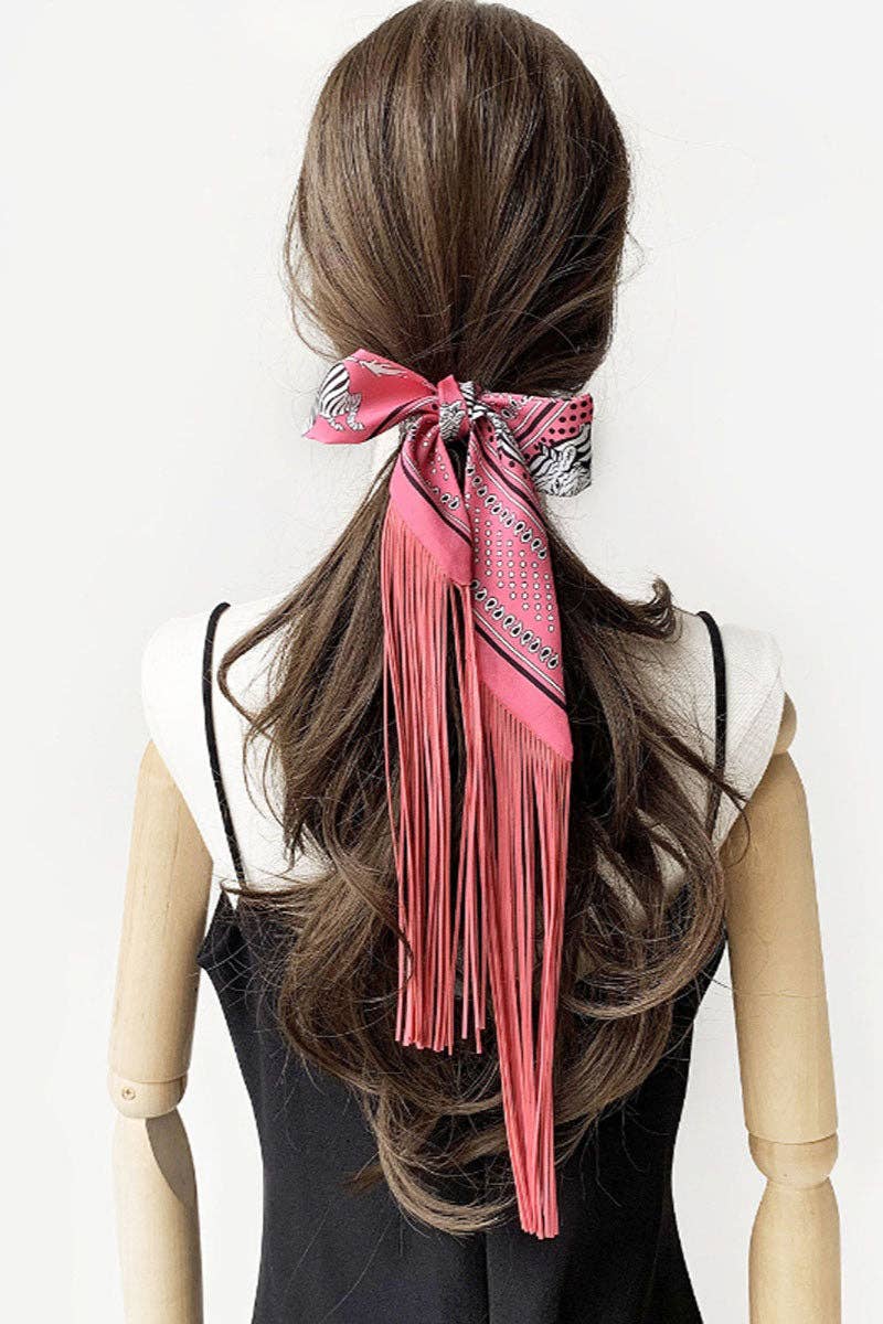 PREORDER Fringe Twilly Scarf: Navy