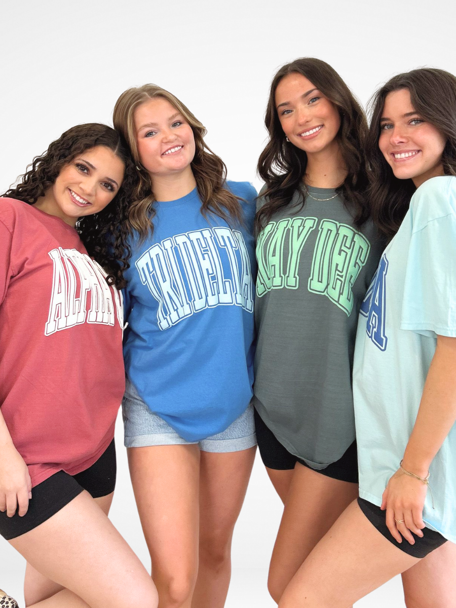 Sorority Varsity Arch Puff Tee : CHI OMEGA