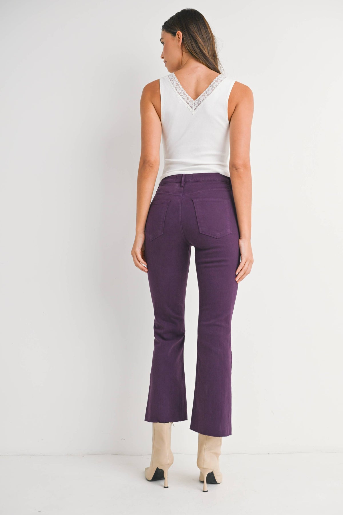 Just Black Denim- PURPLE - High Rise Tonal Crop Flare jeans