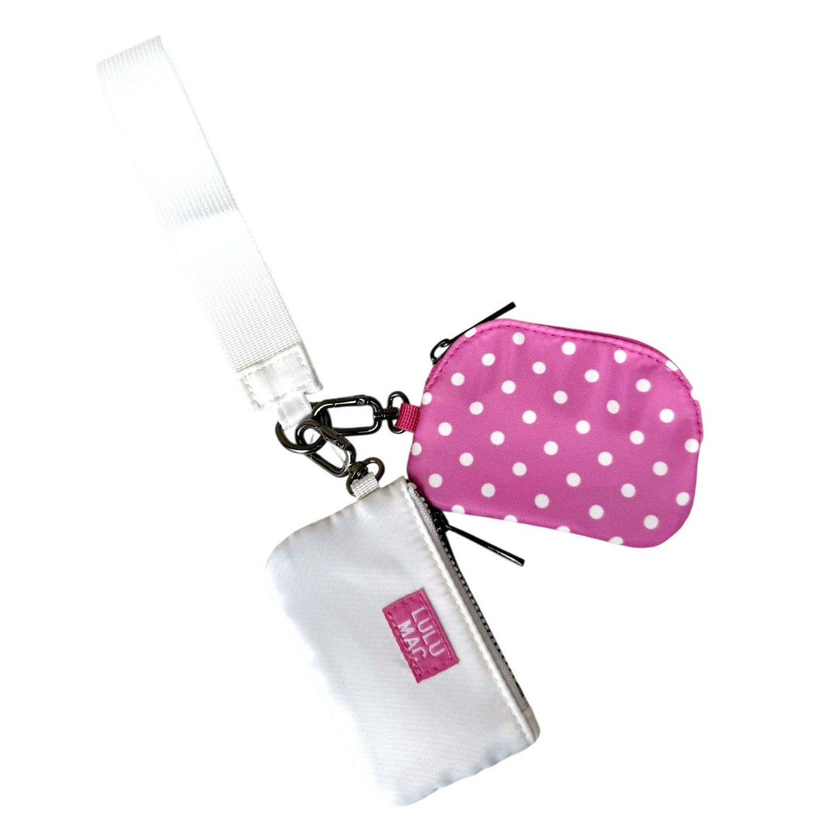PREORDER Lulu Mac Hot Pink/White Dots Dual Pouch Wrislet