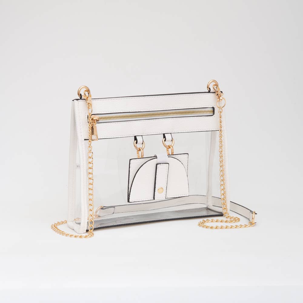 Clear Gameday Crossbody Bag Purse With Sunglasses Holder: Gold