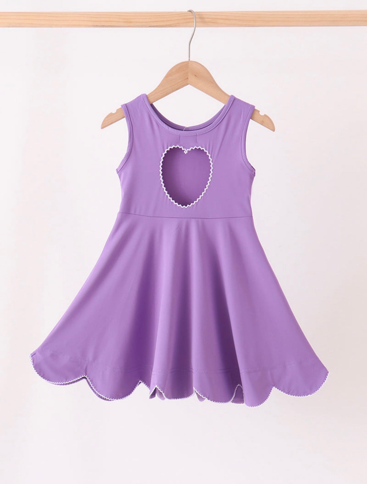Girls Purple Scalloped Athletic Dress