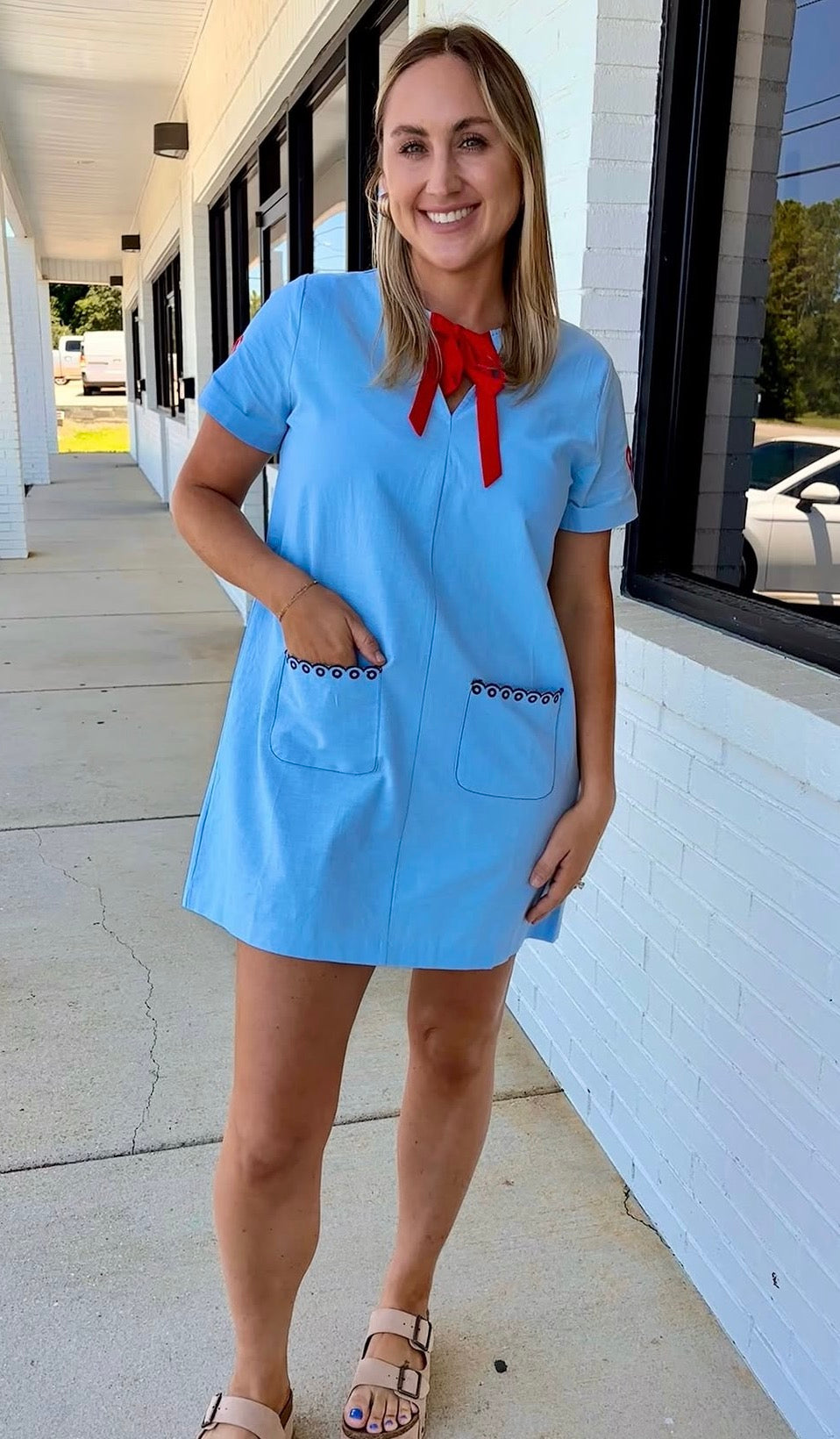 Red Bow Detail Mini Dress