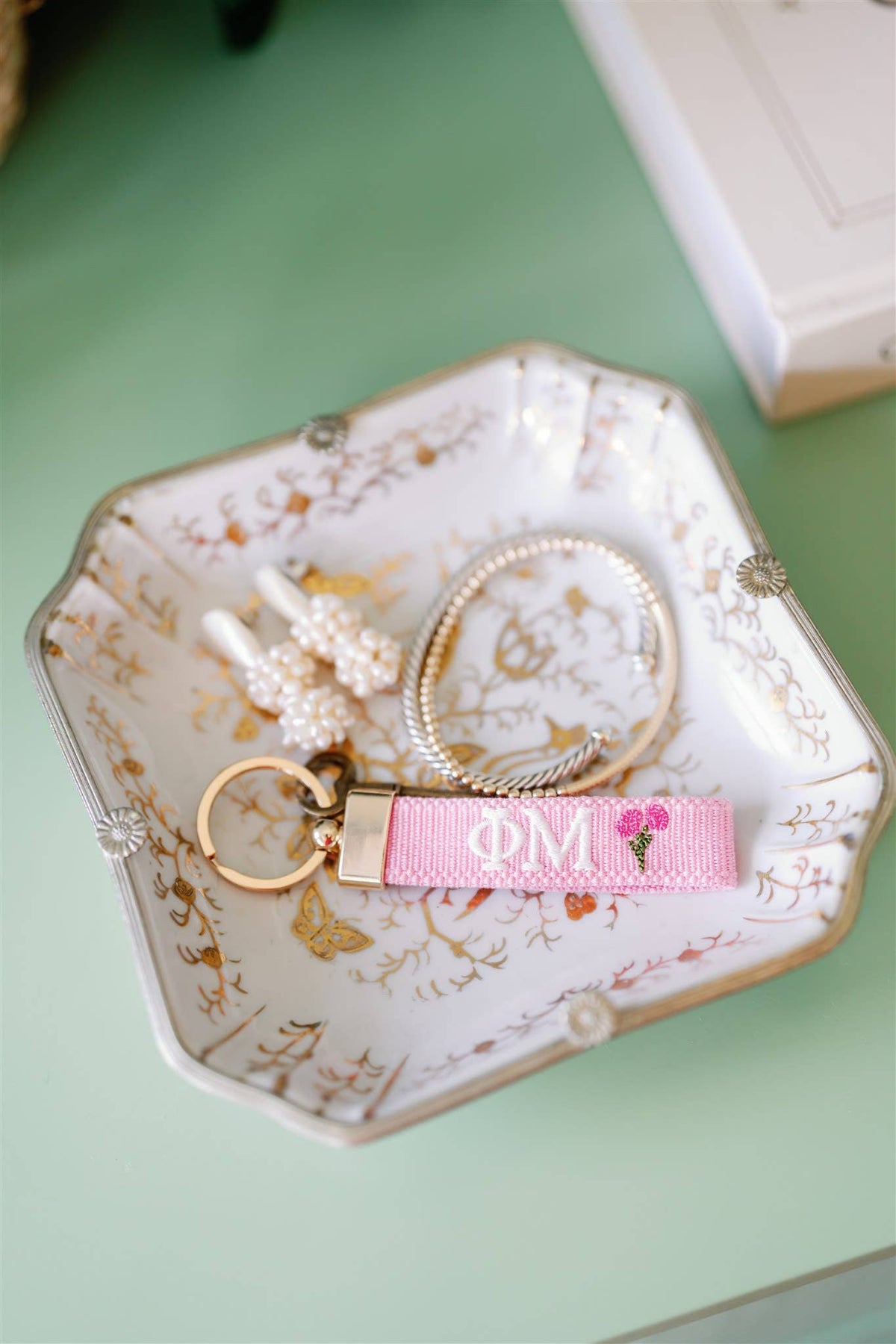 Phi Mu Embroidered Keychain, Sorority