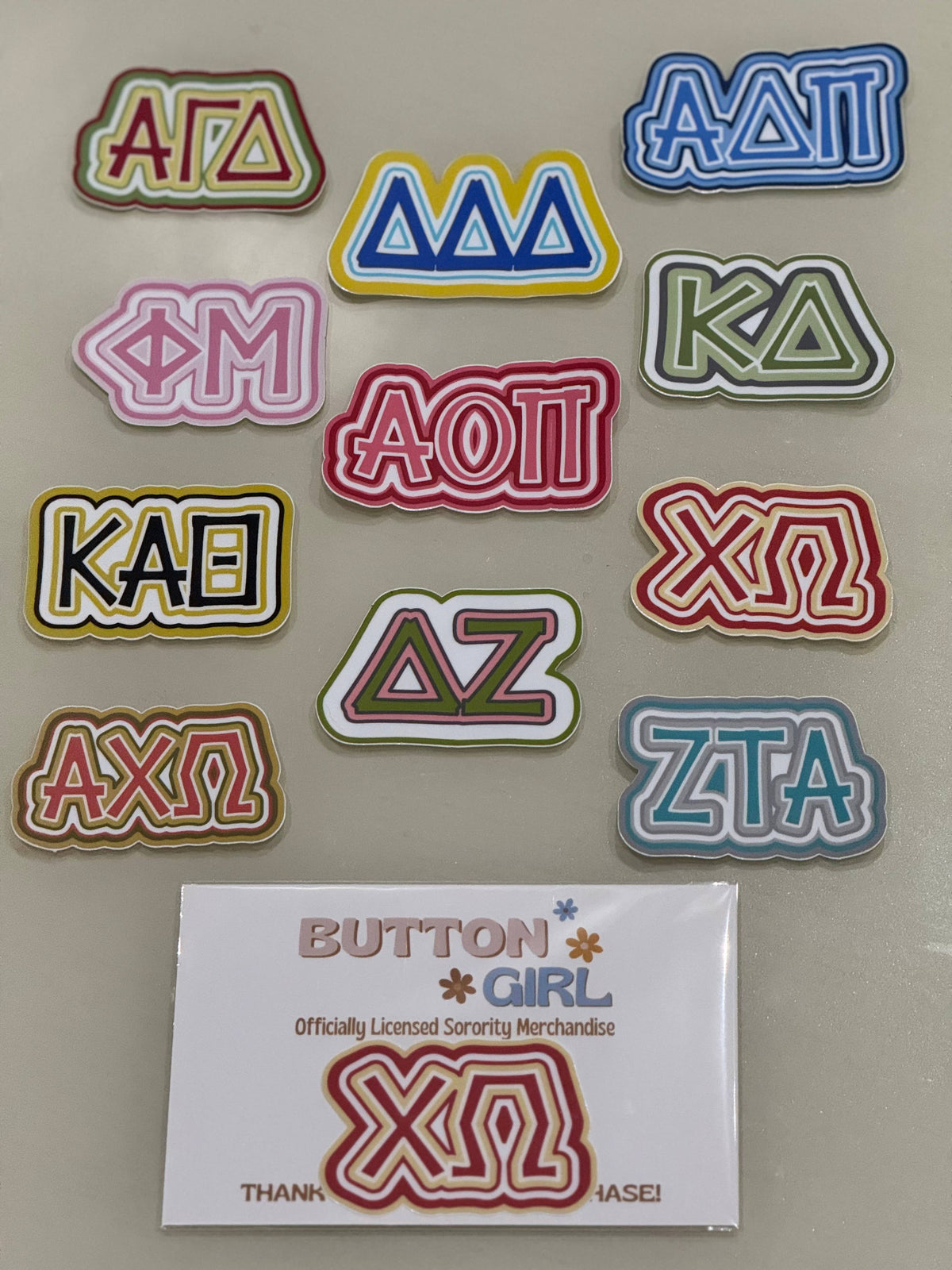 Sorority Greek Letters Colorful Vinyl Decal : Phi Mu