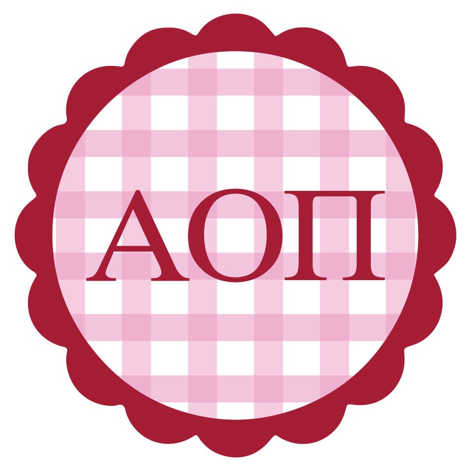 Sorority Vinyl Decal Stickers - Gingham Design: Alpha Omicron Pi