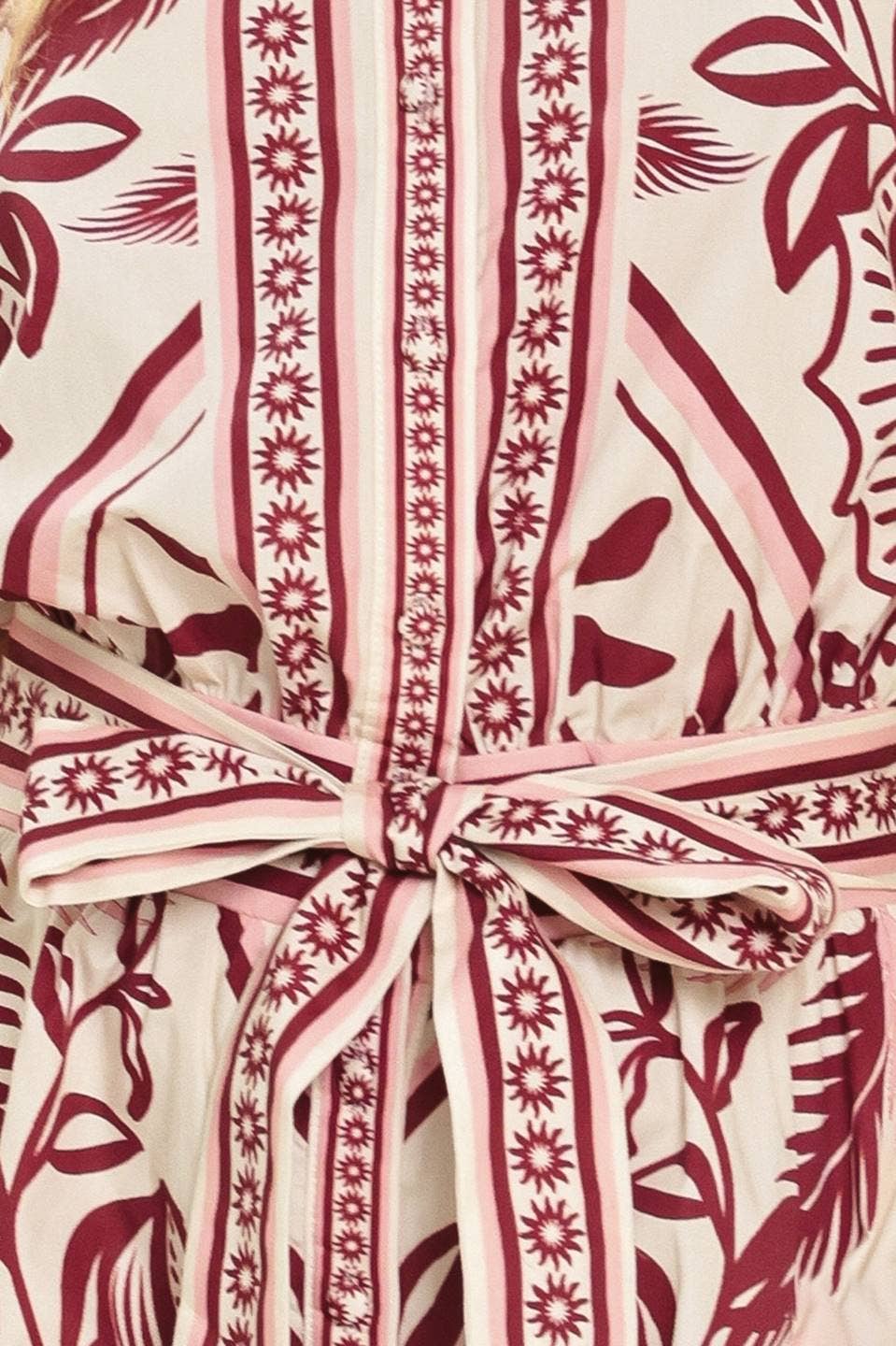 PREORDER - A printed woven romper : Burgundy