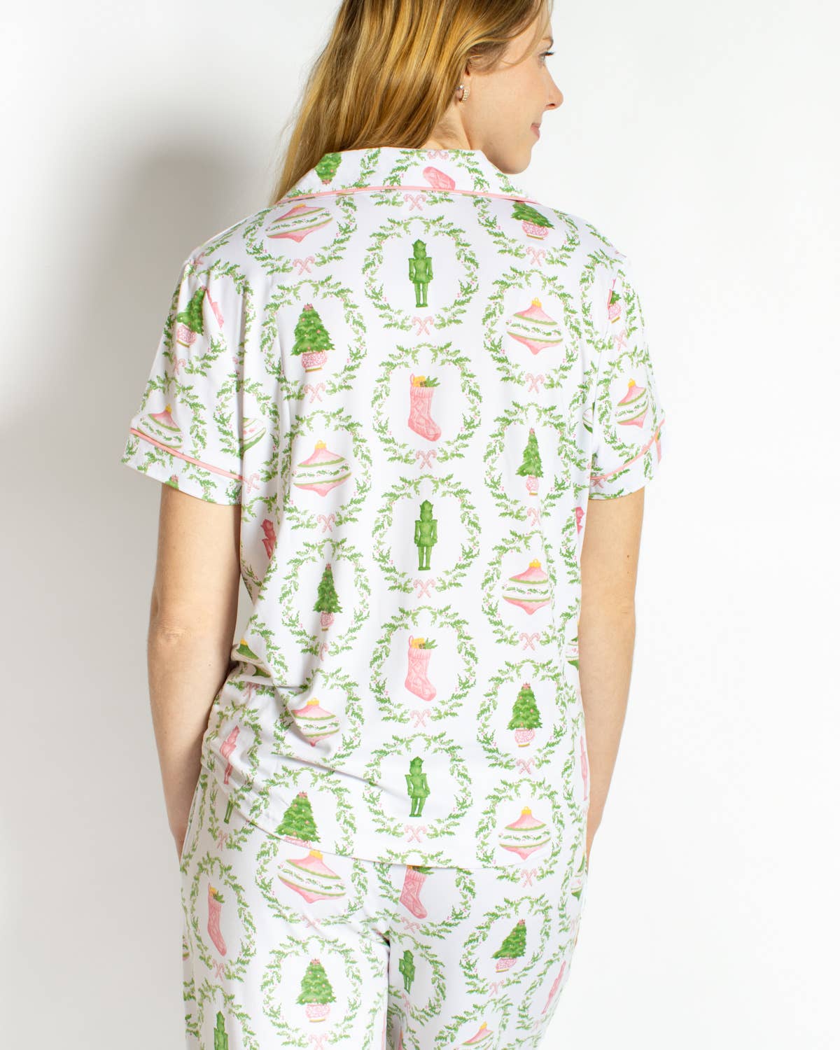 PREORDER Nutcracker Trellis Women’s Short Sleeve Button Up Sleep Shirt