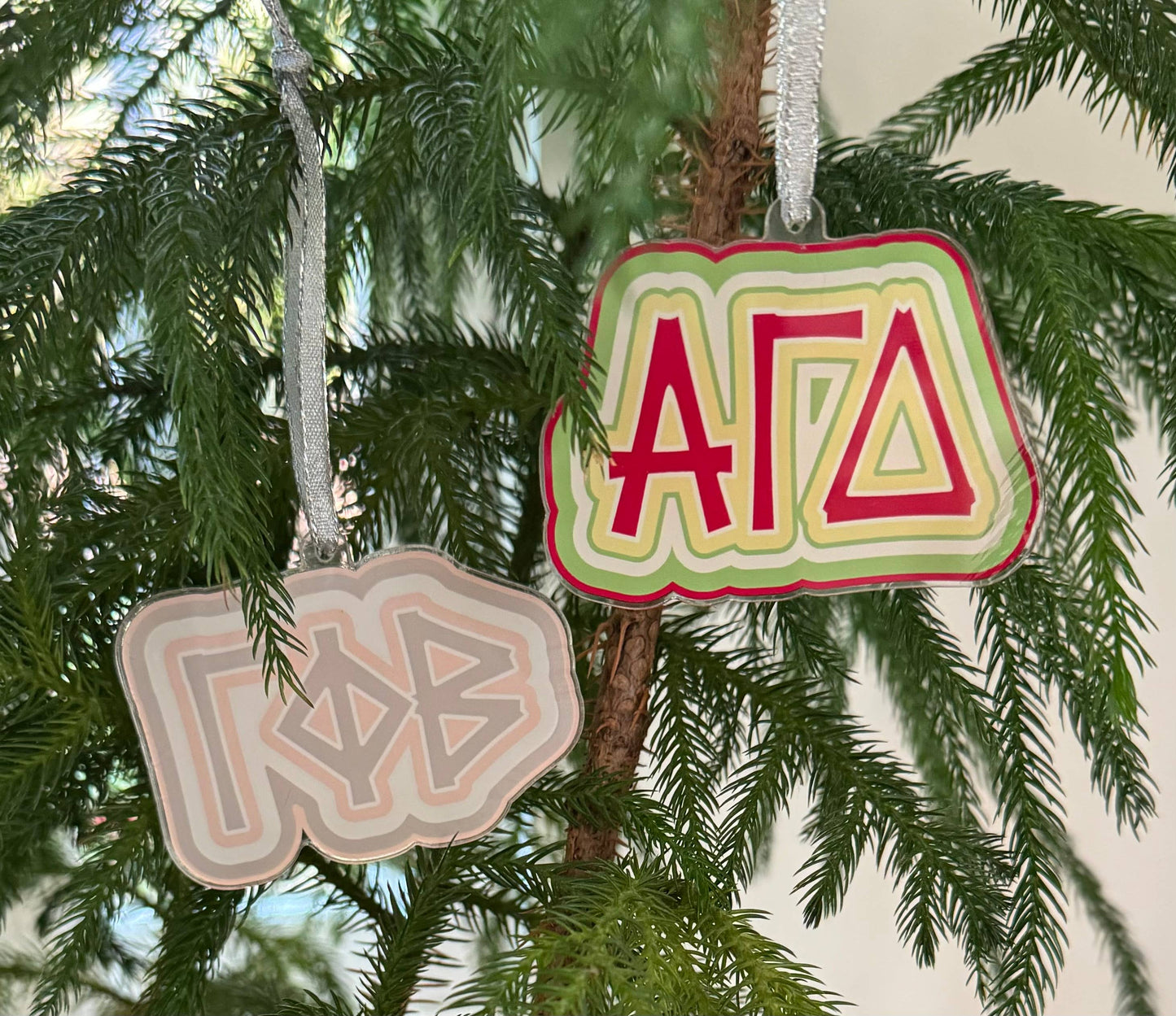 Sorority Acrylic Christmas Ornament: Alpha Gamma Delta