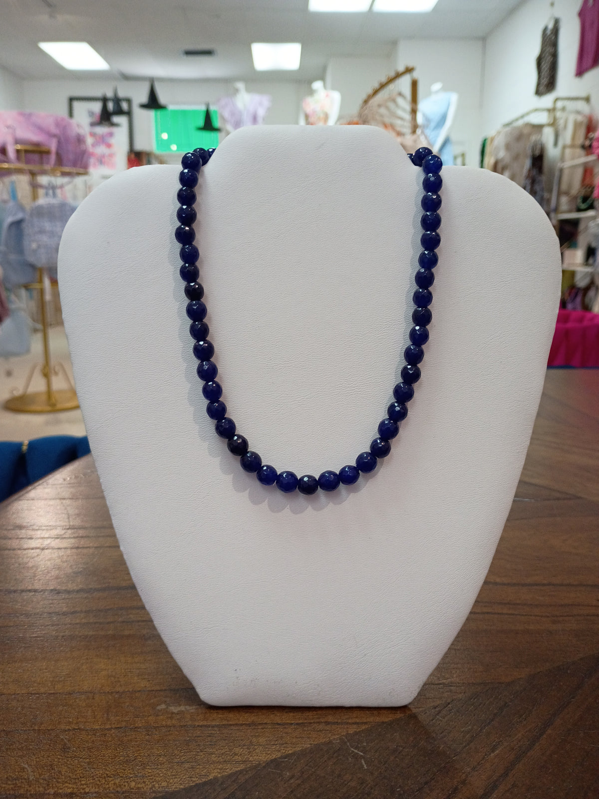 Navy Mini Beaded Necklace
