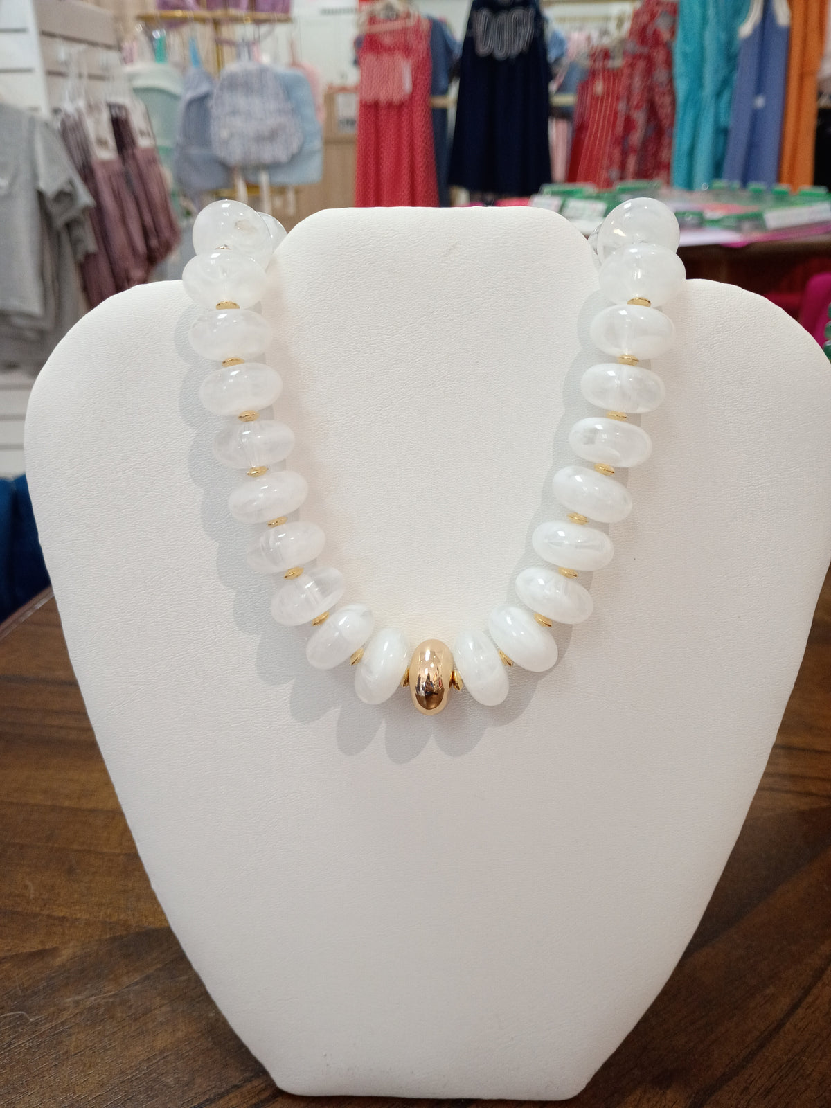 White and Gold beaded necklace