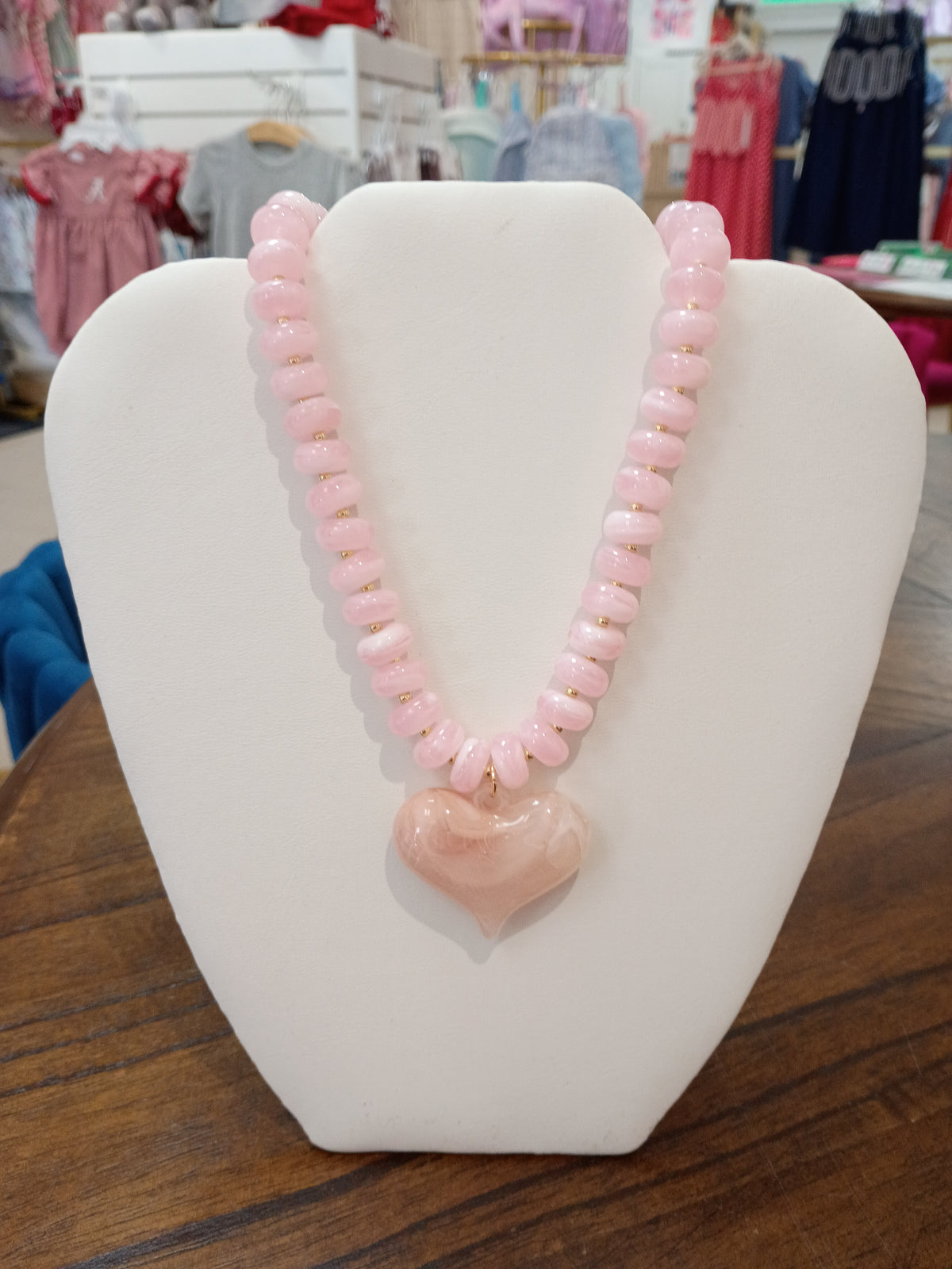 Pink Heart Beaded Necklace