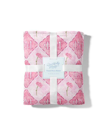 Phi Mu Flannel Fleece Blanket, Sorority