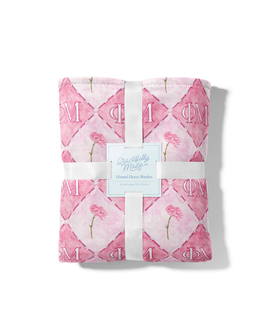 Phi Mu Flannel Fleece Blanket, Sorority