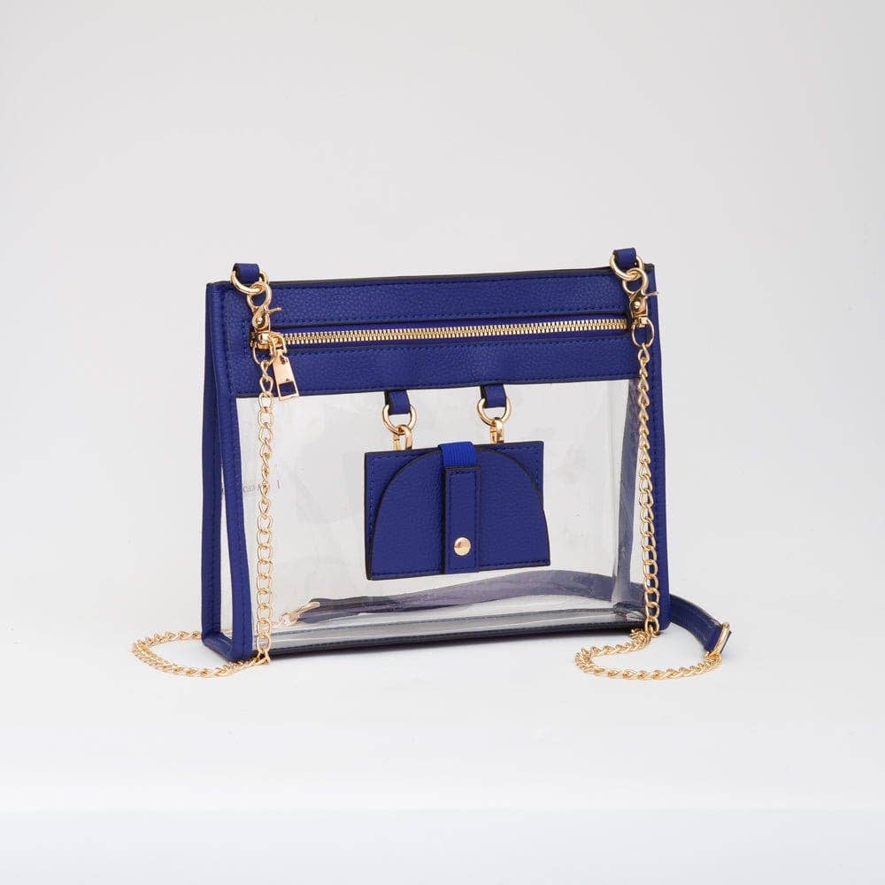 Clear Gameday Crossbody Bag Purse With Sunglasses Holder: Gold