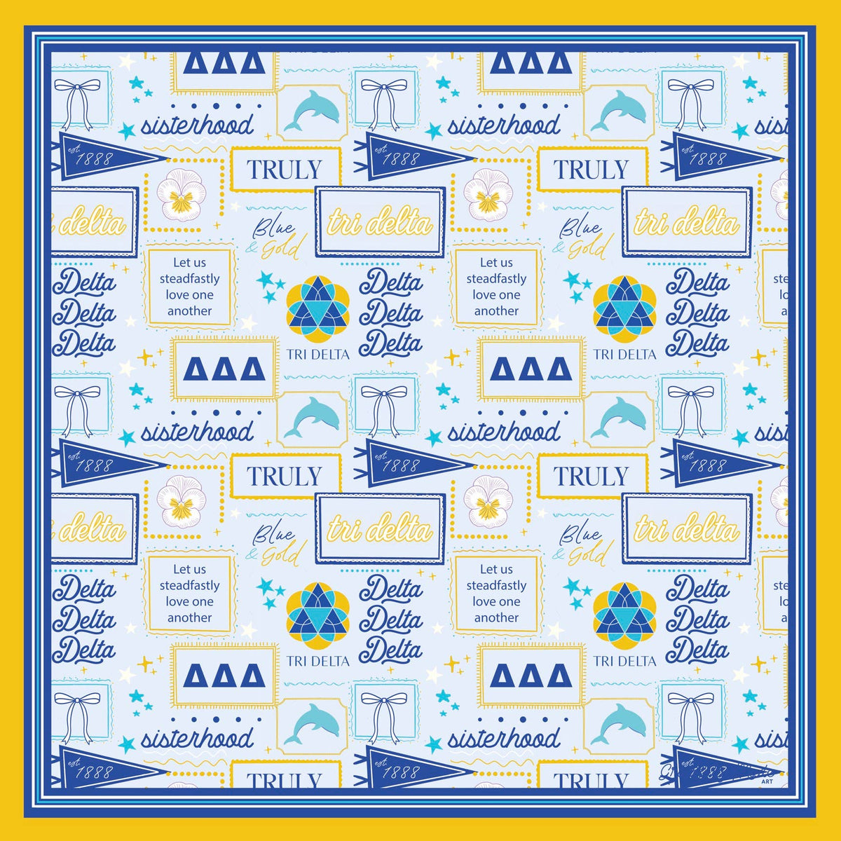 Delta Delta Delta Sorority Silk Scarf