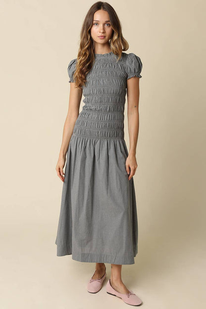 PREORDER: Brianna Smocked Maxi Dress: Blue
