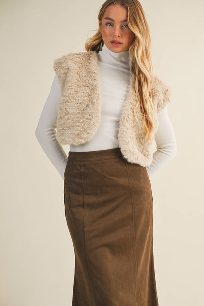 WAVY FAUX FUR BOLERO VEST