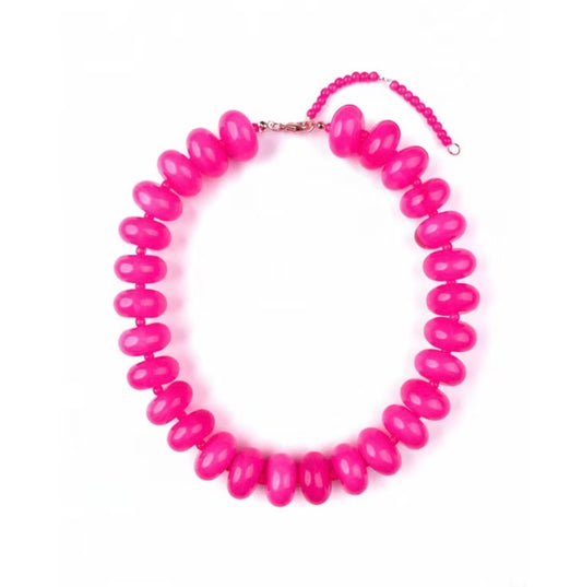 Chunky Beaded Necklace: HOT PINK