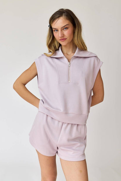 Blake Half Zip Top and Shorts Set: Sky blue