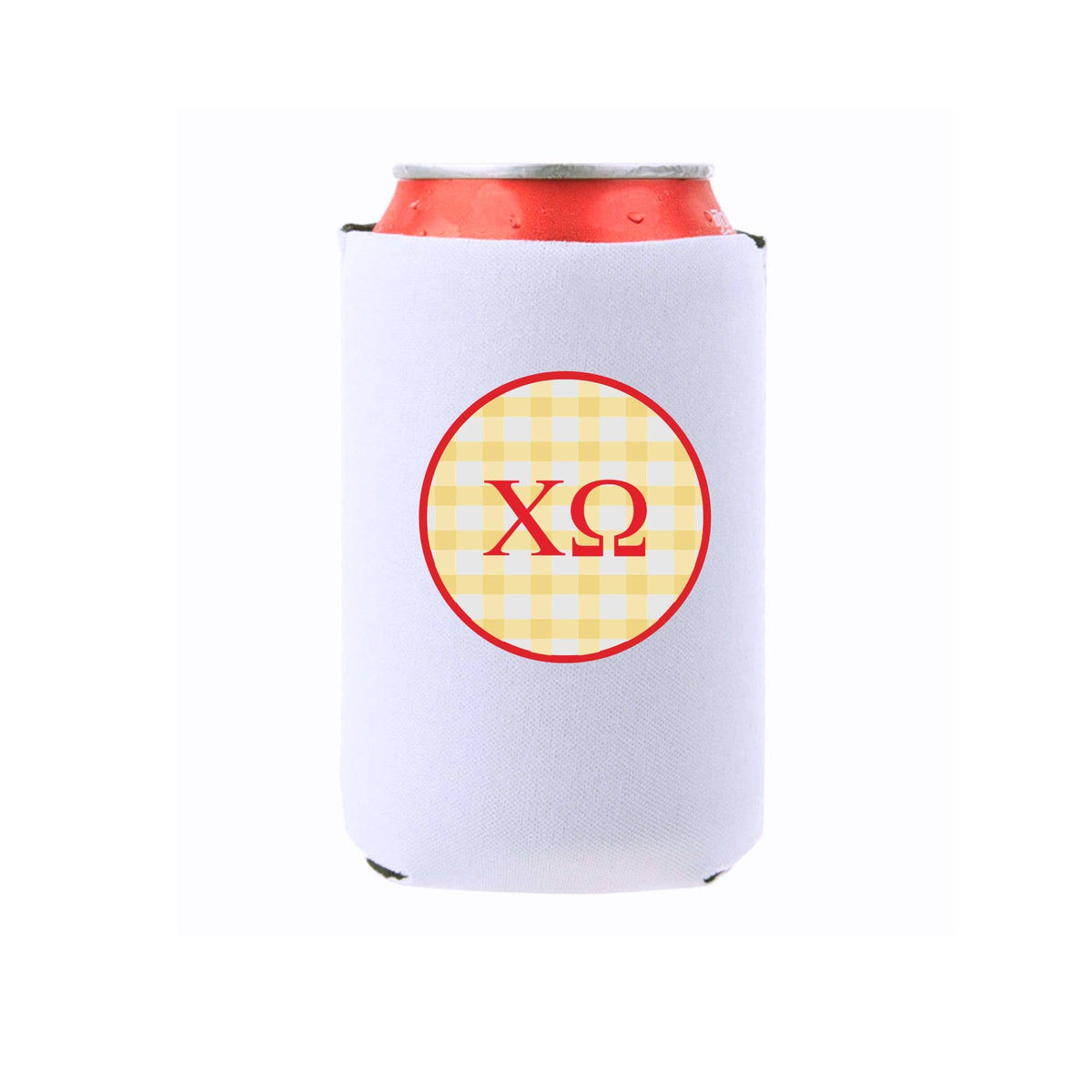 Sorority & Mom Can Coolers - Gingham Design: Slim / Phi Mu