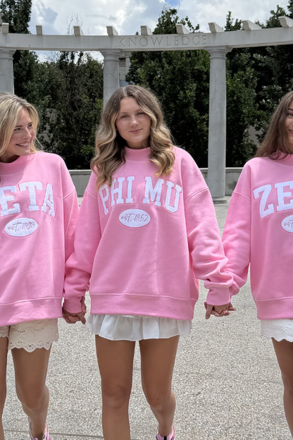 Social Statement - Greek Pink Established Date Mockneck Sweatshirt: Delta Delta Delta