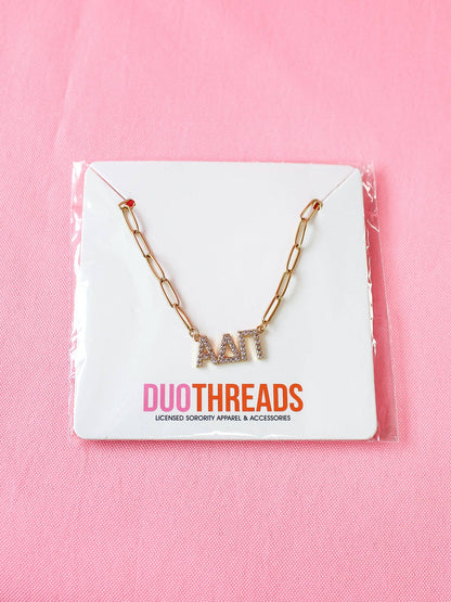 Rhinestone Sorority Necklace: ALPHA GAMMA DELTA