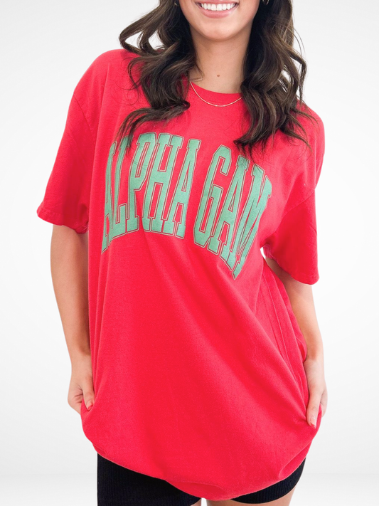 Sorority Varsity Arch Puff Tee : ALPHA GAMMA DELTA