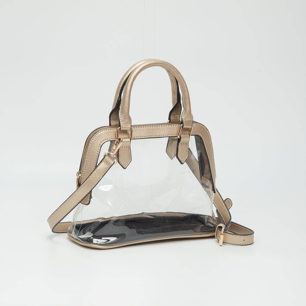 Analise Clear Satchel/Crossbody Bag: Gold Purse