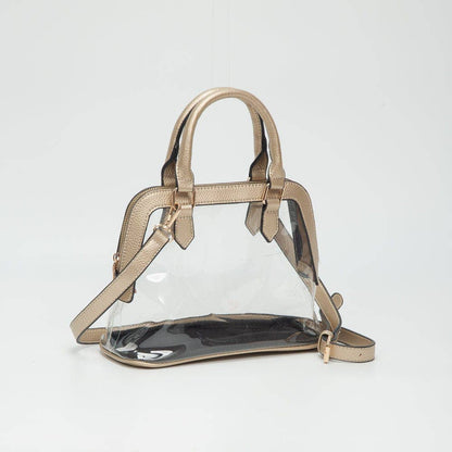 Analise Clear Satchel/Crossbody Bag: Gold Purse