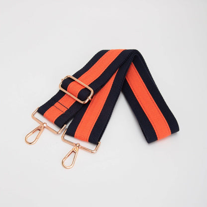 Colorful College Purse Strap for Women: Navy Orange