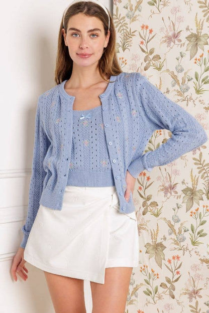 Bow embossed woven white skort