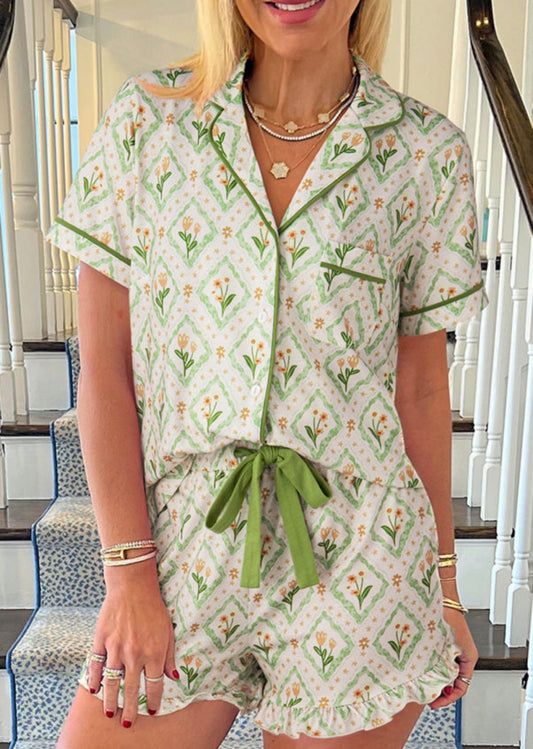 Green floral soft PJs