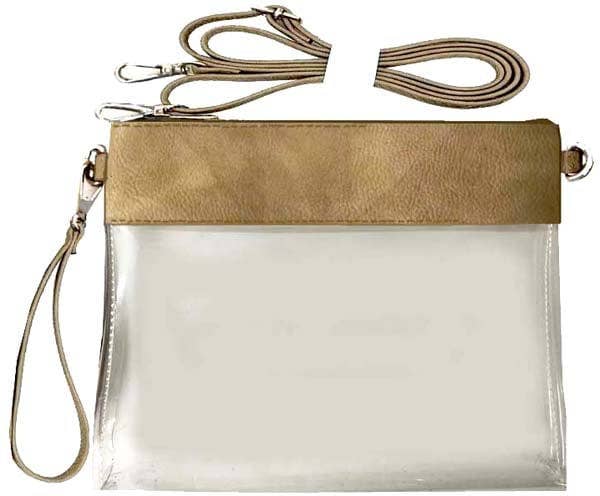 Game Day Clear Crossbody Bag Purse : Champagne Gold