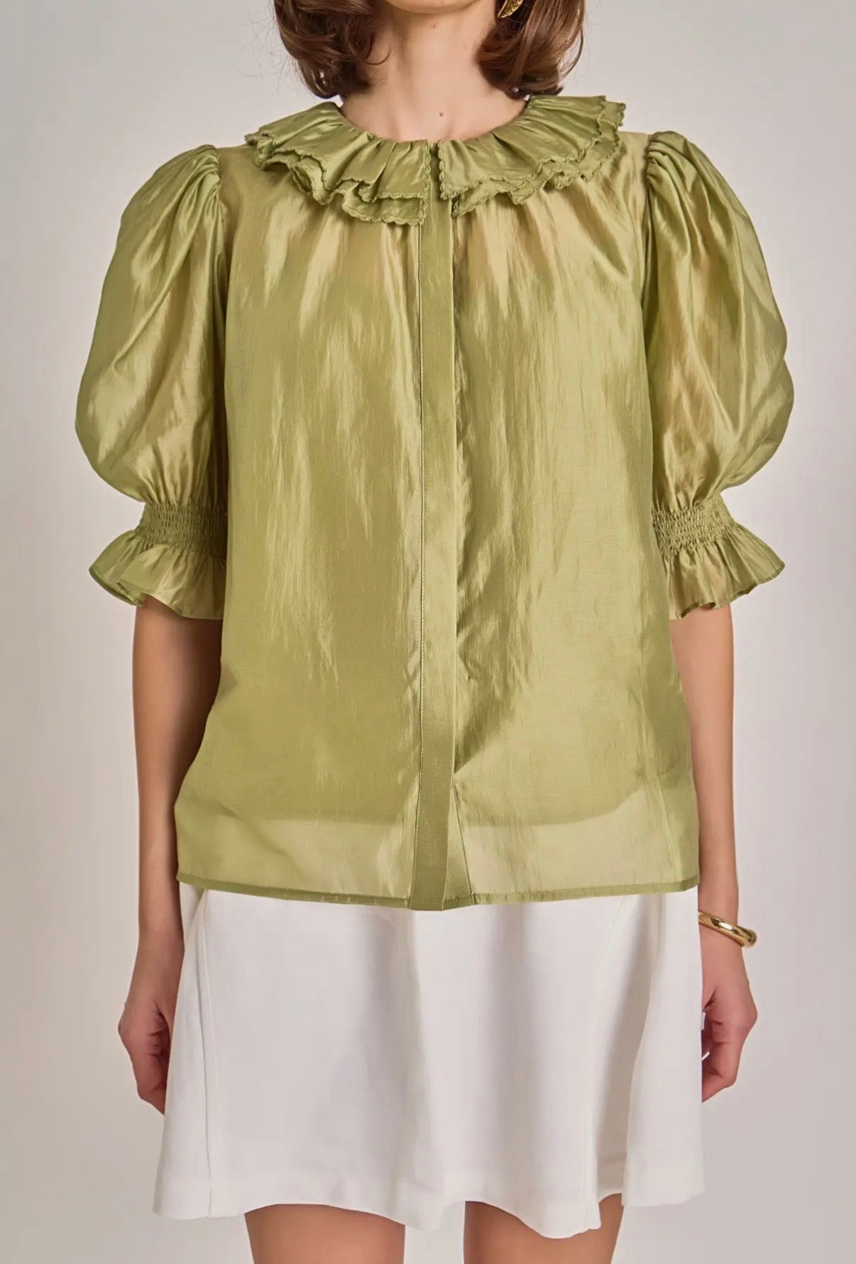 English Factory - Ruffled Short Sleeves Blouse