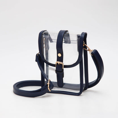 Game Day Clear Buckle Strap Mini Crossbody Bag Purse : Gold