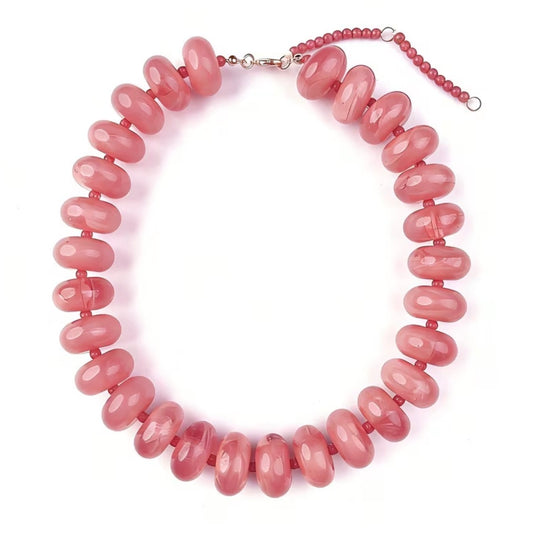 Chunky Beaded Necklace: Pink