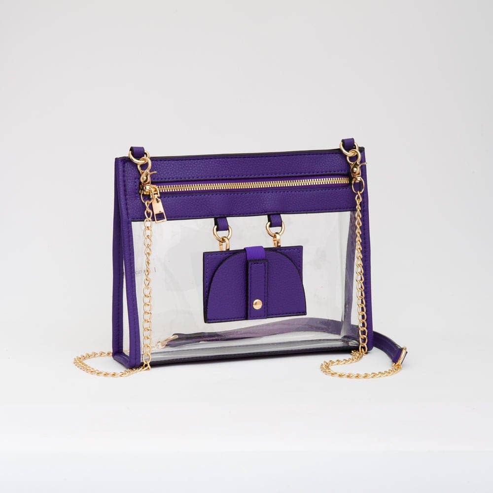 Clear Gameday Crossbody Bag Purse With Sunglasses Holder: Gold