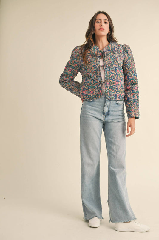 EXCLUSIVE PRINT QUILTED PAISLEY PRINT JACKET