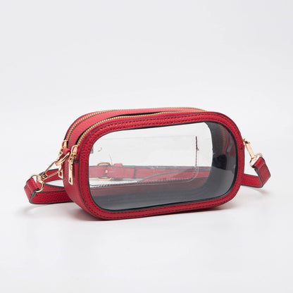 Double Zipper Oval Clear Gameday/Stadium Bag Purse : Leopard