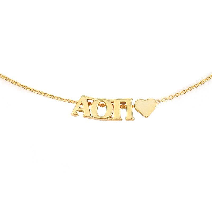 I Love My Sorority: Greek Letters Heart Necklace: Alpha Gamma Delta
