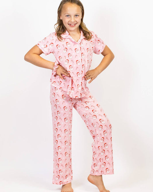 PREORDER Big Girls Candy Cane Santa : Santa Sleep Pajama Pants Set