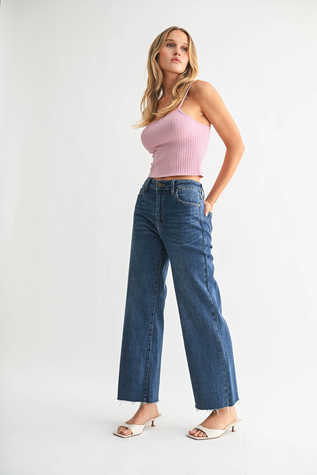 JBD - Slim Scissor Cut Wide Leg Jean - DARK DENIM