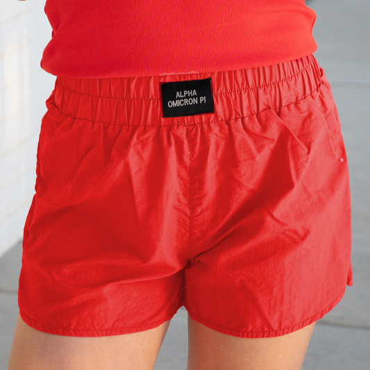 SORORITY SHORTS ALPHA OMICRON PI: RED
