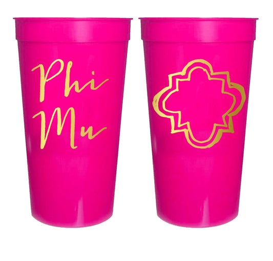 Sorority Gold Metallic Printed Stadium Cup: Phi Mu