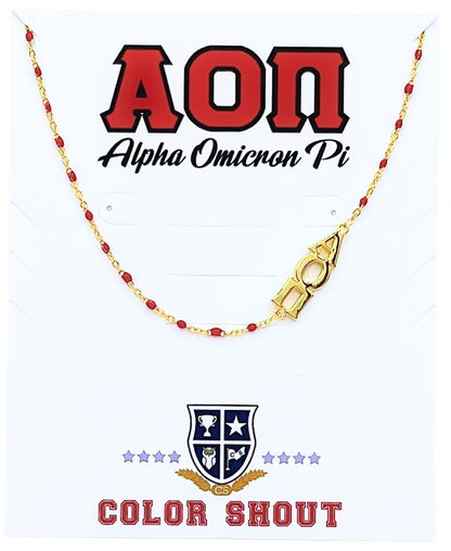 The Sorority Necklace: Side Set Greek letters on Enamel Bead Necklace: Alpha Gamma Delta