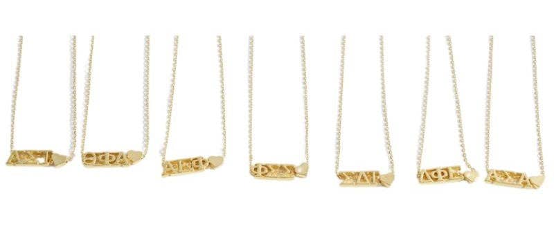 I Love My Sorority: Greek Letters Heart Necklace: Alpha Gamma Delta