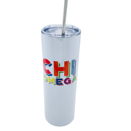 Sorority Insulated Tumbler - Color Block Design: Chi Omega
